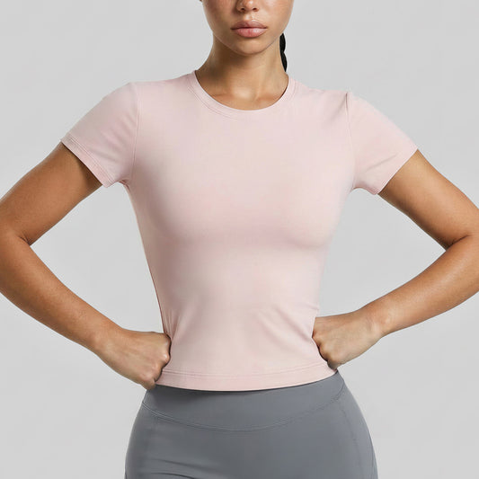 Basic Yoga-Top mit Rundhals, kurzärmlig
