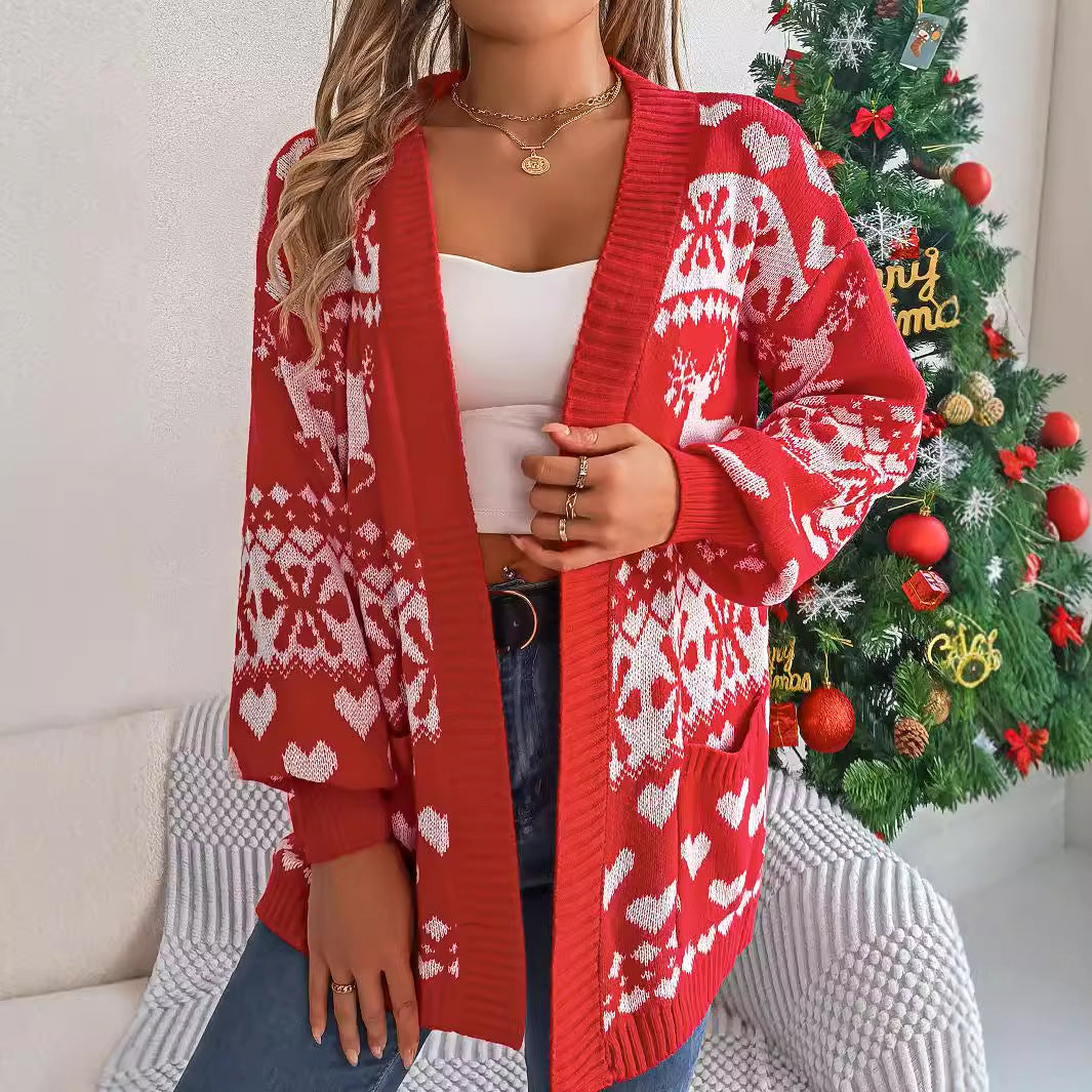 Damen Weihnachts-Cardigan mit Rentier-Motiv – Ansicht 7