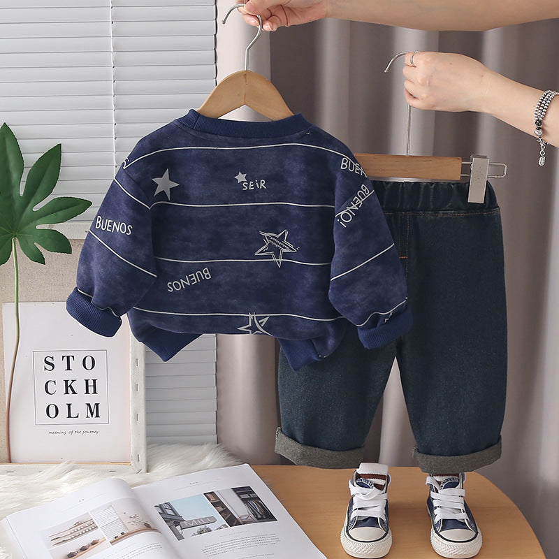 Two piece hoodie pants for baby boys