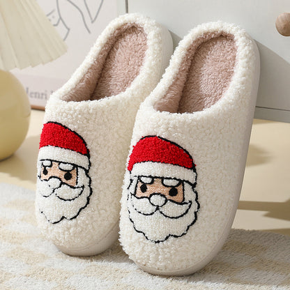 Weihnachtliche Plüsch-Hausschuhe mit Weihnachtsmann-Motiv