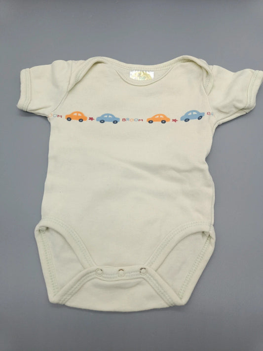 Gelber Dimo Babybody mit Autos, Größe 50/56