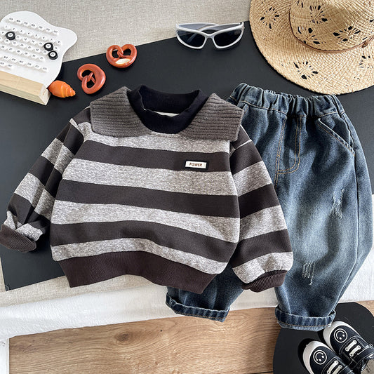 Baby-Jungen Sweatshirt-Set gestreift, zweiteilig, casual