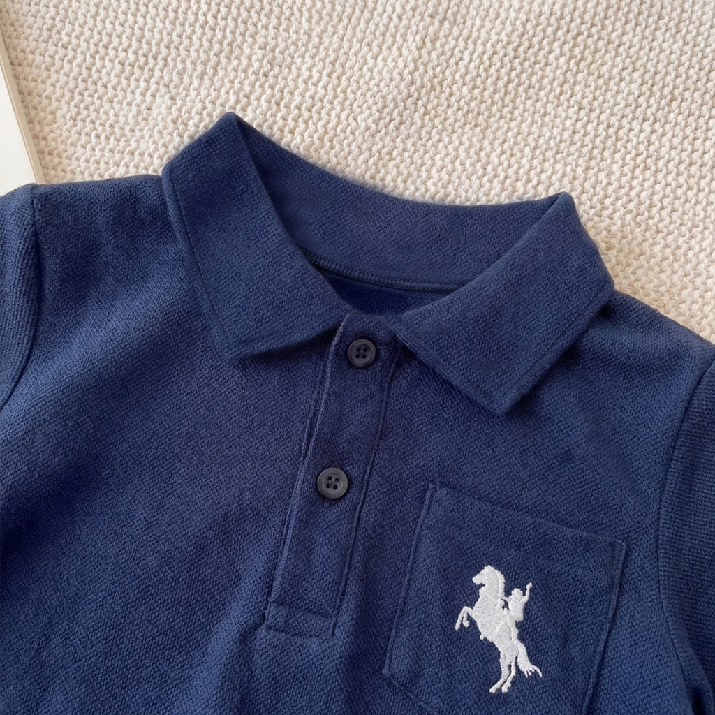 Children's Polo Shirt Set  Two-Piece Set Boy's Stylish T-Shirt Short Sleeve Shorts Clothing