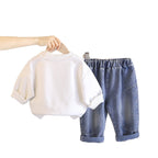 Baby autumn casual round neck long sleeved hoodie two-piece set