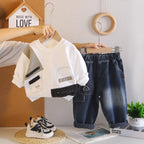Children's autumn clothing, baby long sleeved hoodie two-piece set