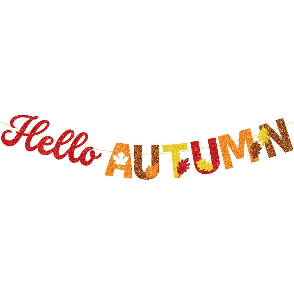 Thanksgiving Decoration Banner Harvest Festival Autumn Party Hello Autumn Maple Leaf Thanksgiving Banner