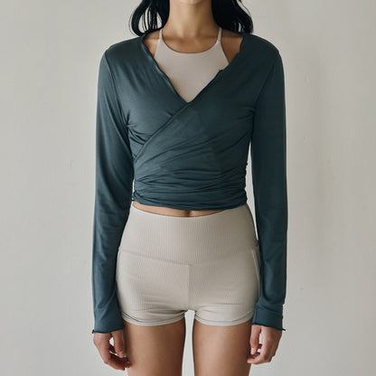 Yoga-Cardigan-Top mit Bindeband, vielseitig
