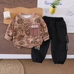 Spring and Autumn Long sleeved Hoodie Two piece Set