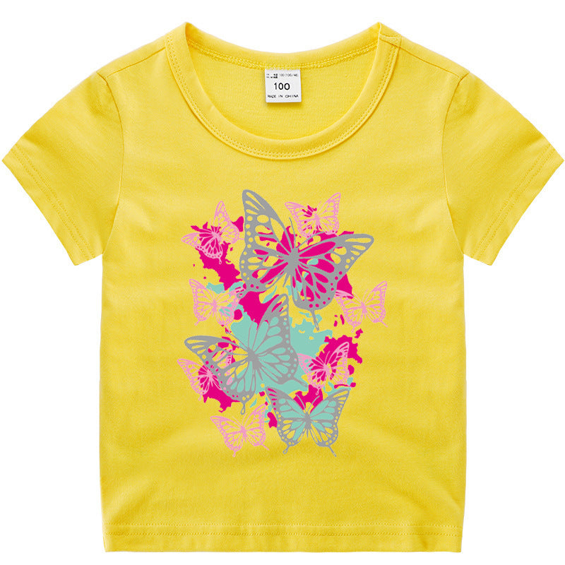 Short sleeved T-shirt girls' pure cotton base shirt