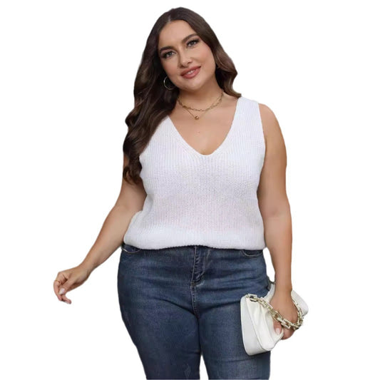 Damen-Strick-Top mit Cross-Back und V-Ausschnitt, Oversized maschinengestrickter Pullover, Basic-Layering-Top