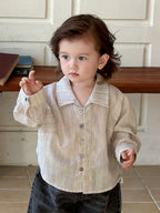 Long Sleeve Shirt Set for Boys Casual Stripe Outfit Kids Denim Pants Two-Piece Set