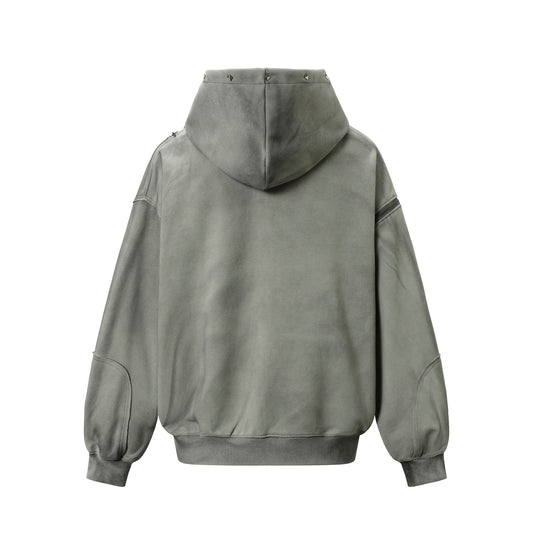 Washed-Hoodie mit Nieten, Split-Design