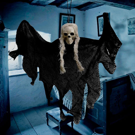 Halloween Hängedeko Totenkopf mit Gruseltuch – Ansicht 1