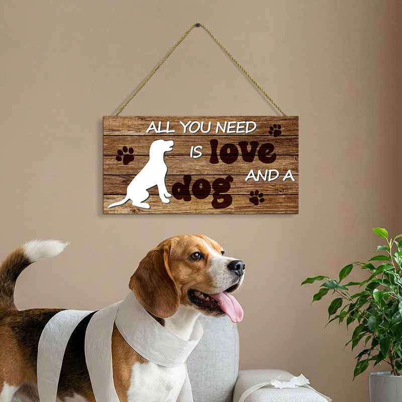 Hunde-Holzschild Wanddeko mit Pfotenmotiv