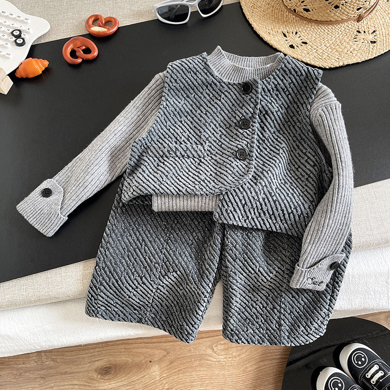 Autumn irregular sweater three piece set