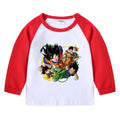 Children's cotton shoulder T-shirt with round neck and long sleeves
