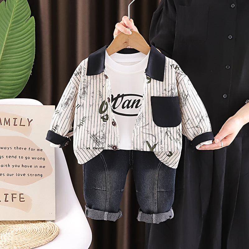 Baby autumn baby children's shirt long sleeved three piece set
