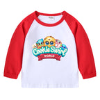 Children's T-shirt with round neck cartoon long sleeves