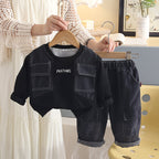 Spring and Autumn Splicing Long Sleeve Two Piece Set for Baby