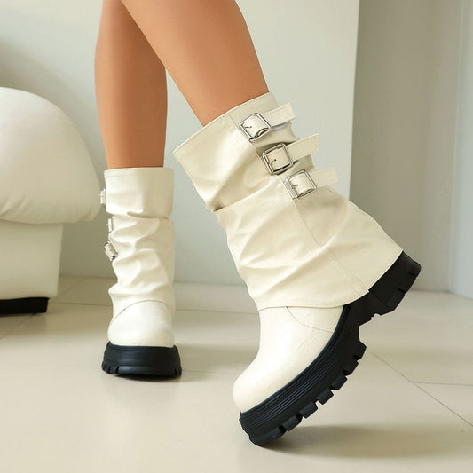 Plateau-Stiefeletten Damen Punk-Style – Herbst/Winter