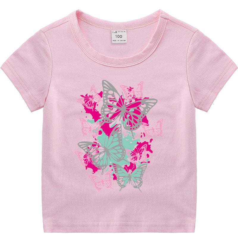 Short sleeved T-shirt girls' pure cotton base shirt