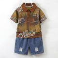 Boy's Short Sleeve Two-Piece Set Denim Shorts