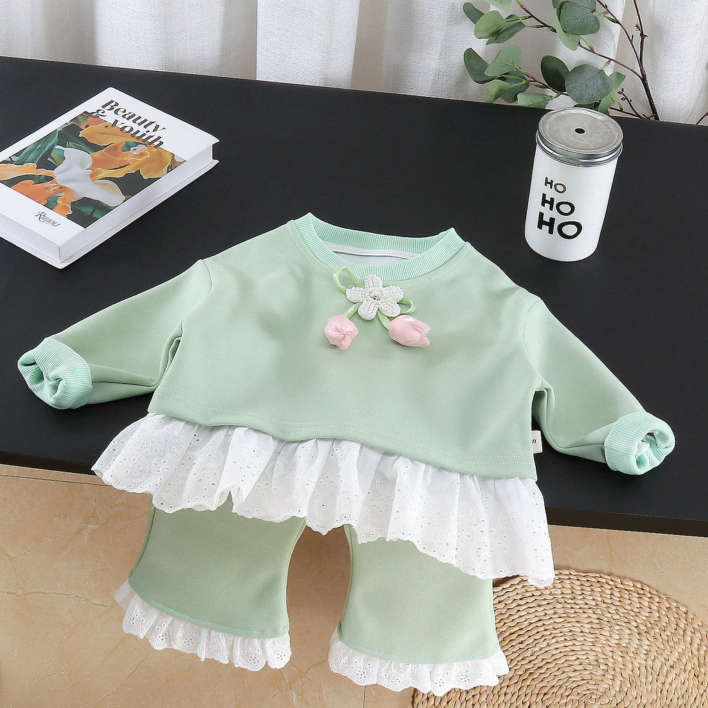 Children's long sleeved hoodie two-piece set