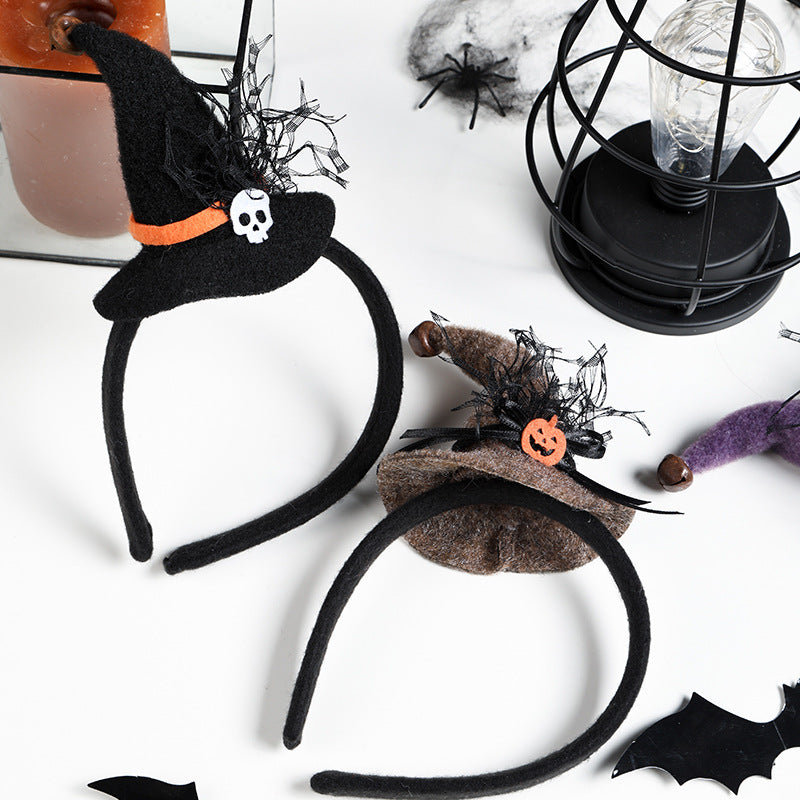 Halloween Decoration Pumpkin Witch Hat Classic Spider Web Witch Hat Headband Hair Accessory