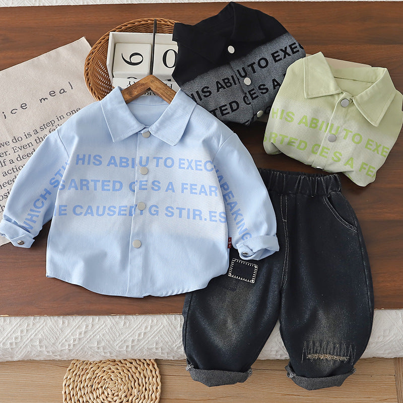Spring and Autumn Casual Shirt Long Sleeve Two Piece Set