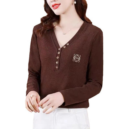 Elegantes Basic-Top für Damen in großen Größen, Samt-Optik, langärmelig, Herbst/Winter