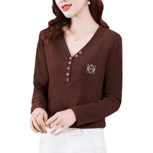Elegantes Basic-Top für Damen in großen Größen, Samt-Optik, langärmelig, Herbst/Winter