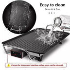 1500W Electric Teppanyaki Grill, Smokeless Non-Stick Griddle, Portable Tabletop BBQ Plate with Adjustable Temp