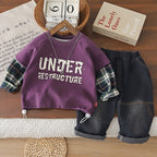 Long sleeved hoodie two-piece set for babies in spring and autumn