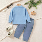 Boys' Casual Set with Embroidered Pony, Polo Shirt and Jeans Two-Piece Outfit