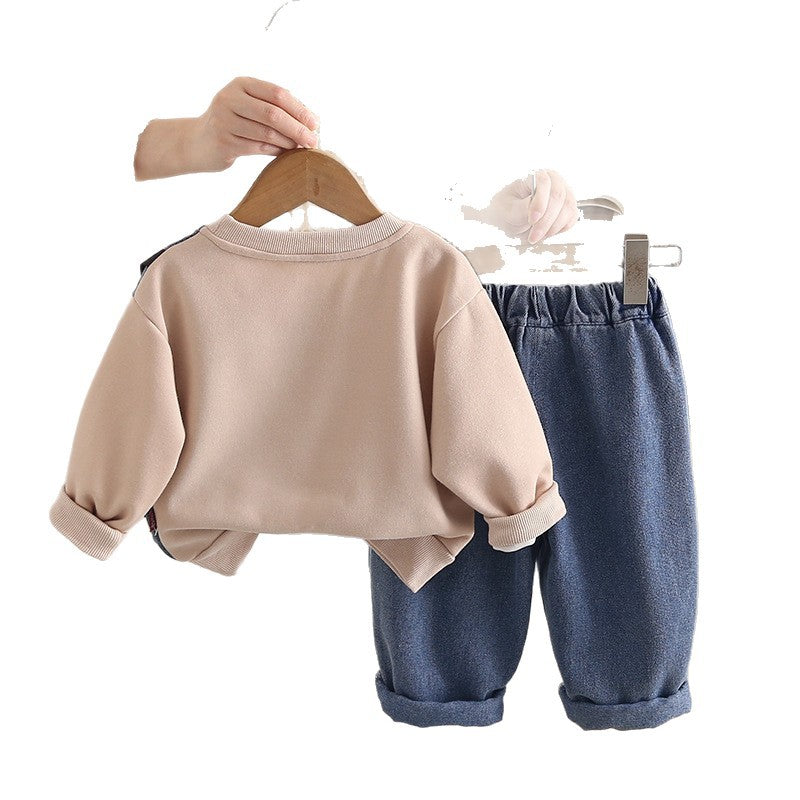 Sweatshirt long sleeved two-piece set for baby's spring and autumn casual wear