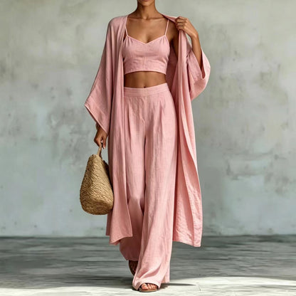 Set Strickjacke & High-Waist Weite Hose