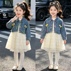 Casual dress denim jacket long sleeved two-piece set
