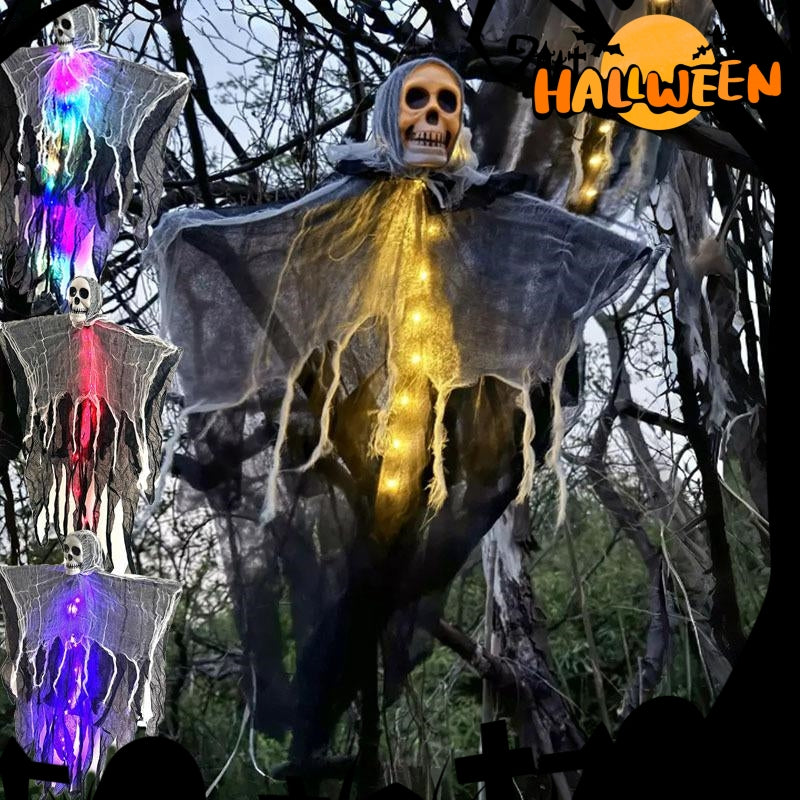 Halloween Hängegeist mit Totenkopf, ca. 85 cm – Ansicht 1