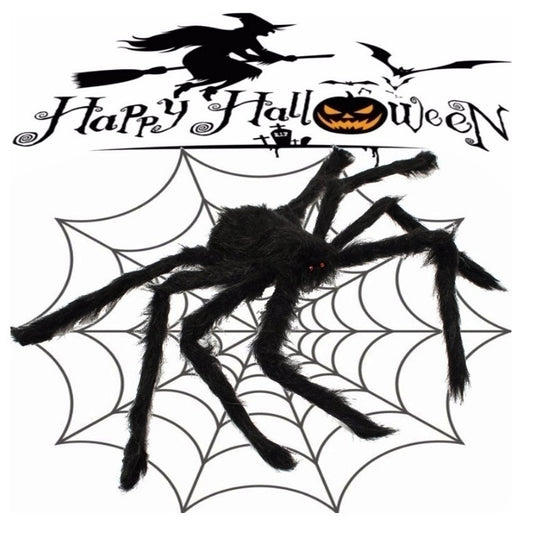 Halloween Riesenspinne aus Plüsch, schwarz – Ansicht 1
