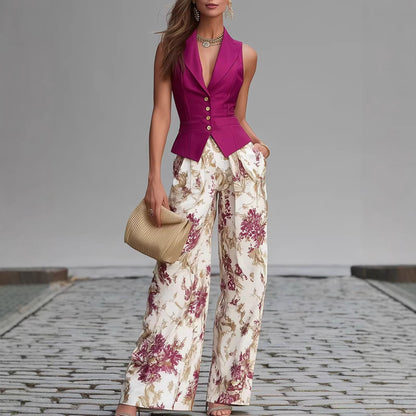 Eleganter Zweiteiler, Top und weite Hose Damen