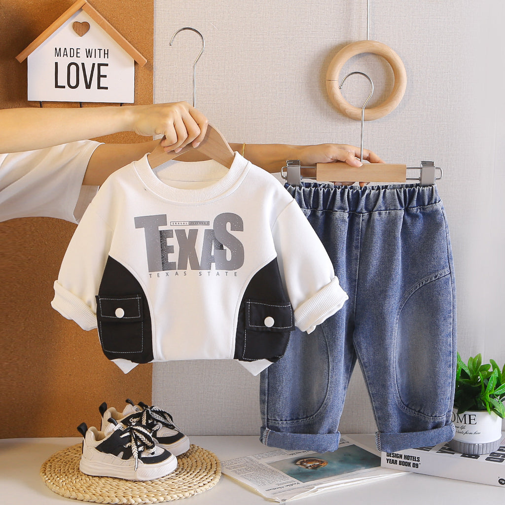 Letter hoodie long sleeved two-piece set for baby autumn