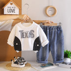 Letter hoodie long sleeved two-piece set for baby autumn