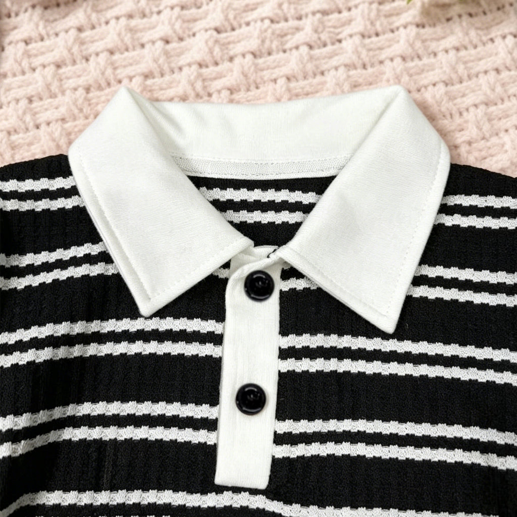 Stripe Polo Long Sleeve Set for Boys