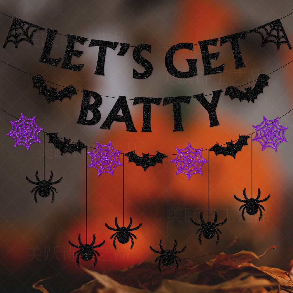 Halloween Decoration Bat Banner Spider Streamer Halloween Hanging Decorations for Party Decoration