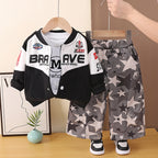 Racing style baseball suit three piece set baby autumn coat