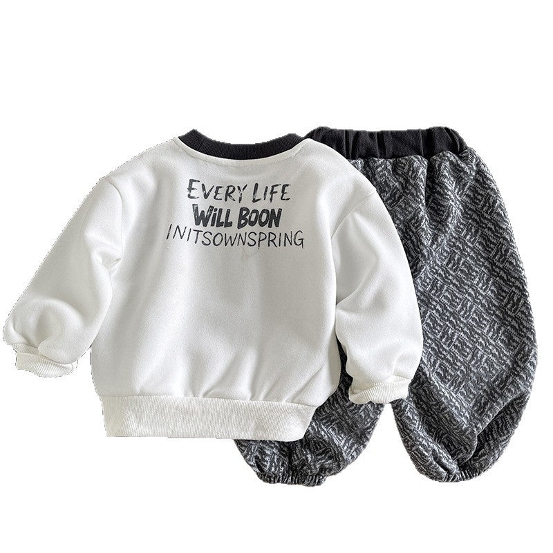 Two piece set of children's spring and autumn casual hoodie