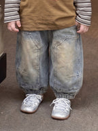 Two-Piece Striped Top Retro Denim Pants Two-Piece Set Wear