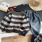 Male baby casual striped sweatshirt pants two-piece set