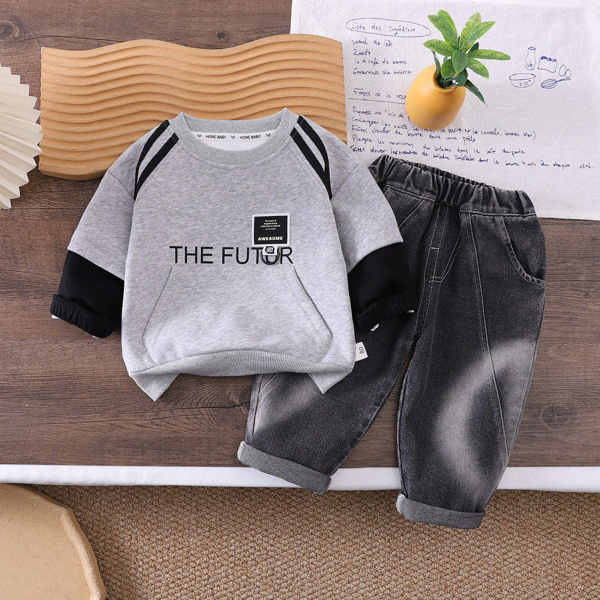 Long sleeved hoodie two-piece autumn outfit set