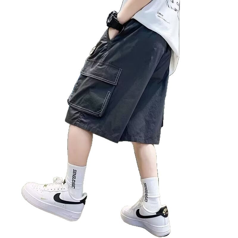 Boy's Cargo Shorts, Casual Mid-Length Pants for Kids